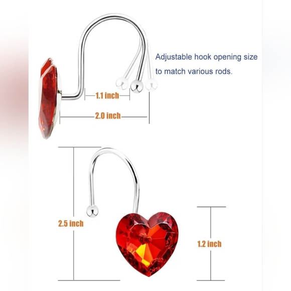 New Heart-Shaped Red Acrylic Curtain Hooks. - Picture 4 of 5